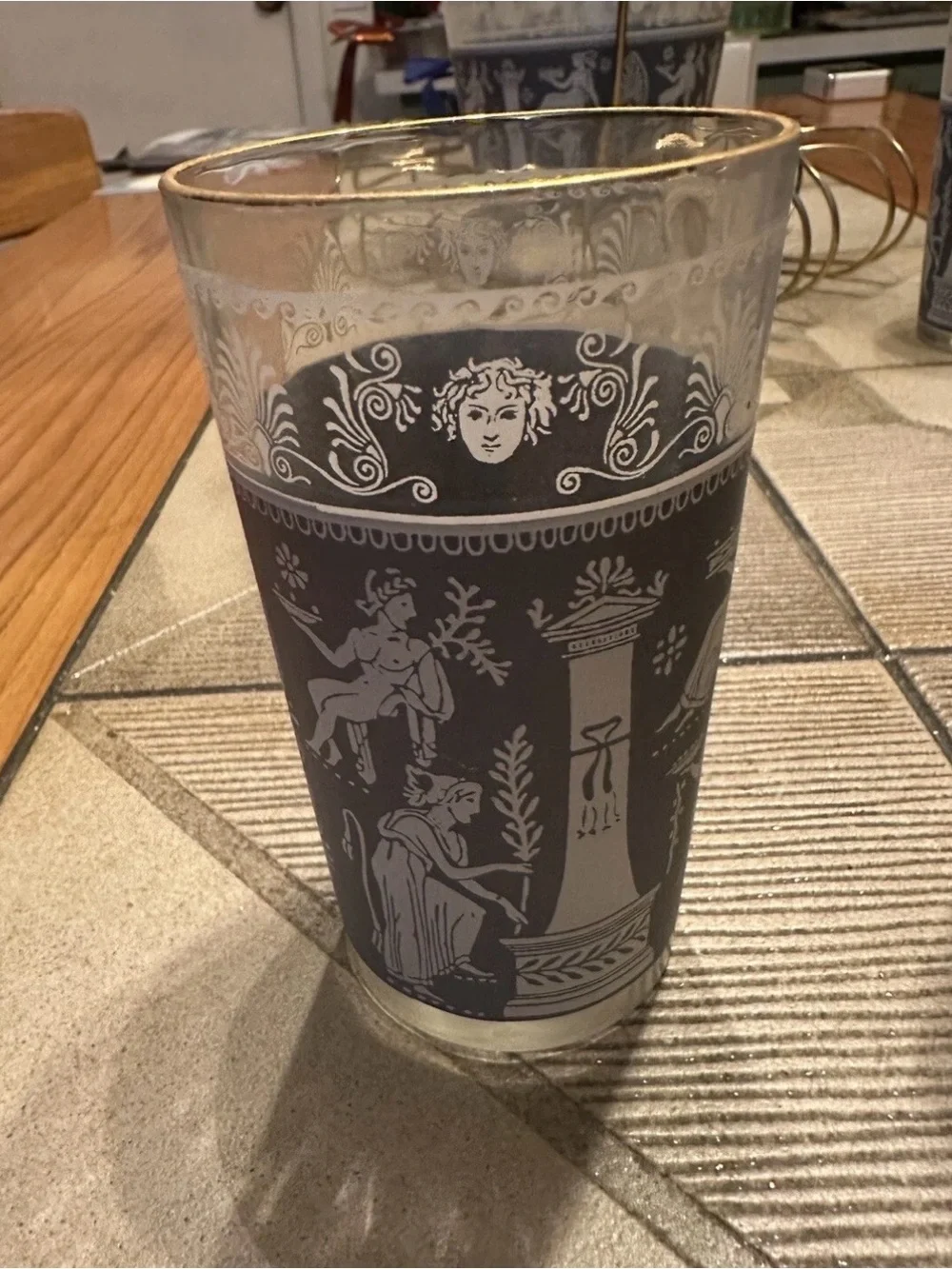 Vintage Mid Century Set of Corinthian Blue Drinkware